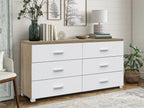 Bram Low Boy 6 Drawer Chest Dresser - Oak + White