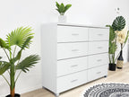 Bram Low Boy 8 Drawer Chest Dresser - White