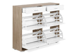 Rotoroa 6 Drawer Shoe Cabinet Storage Rack - Oak + White