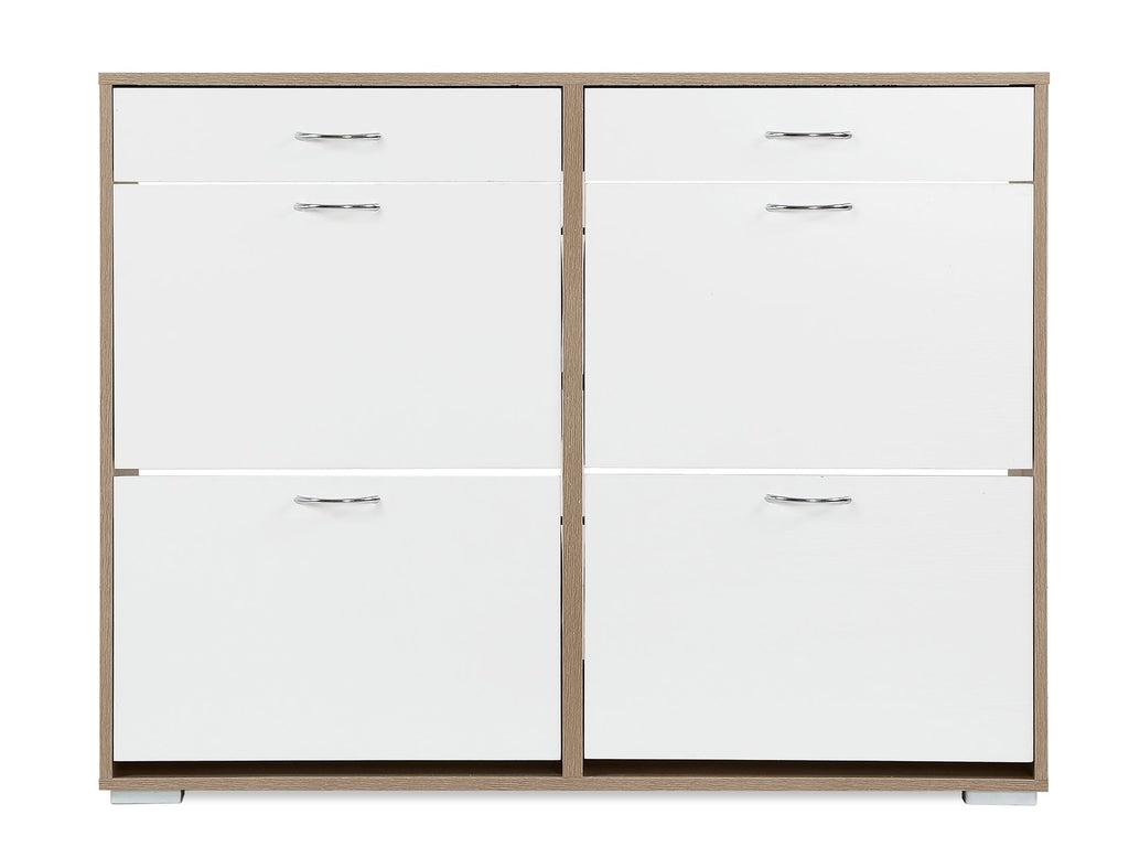 Rotoroa 6 Drawer Shoe Cabinet Storage Rack - Oak + White