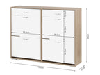 Rotoroa 6 Drawer Shoe Cabinet Storage Rack - Oak + White