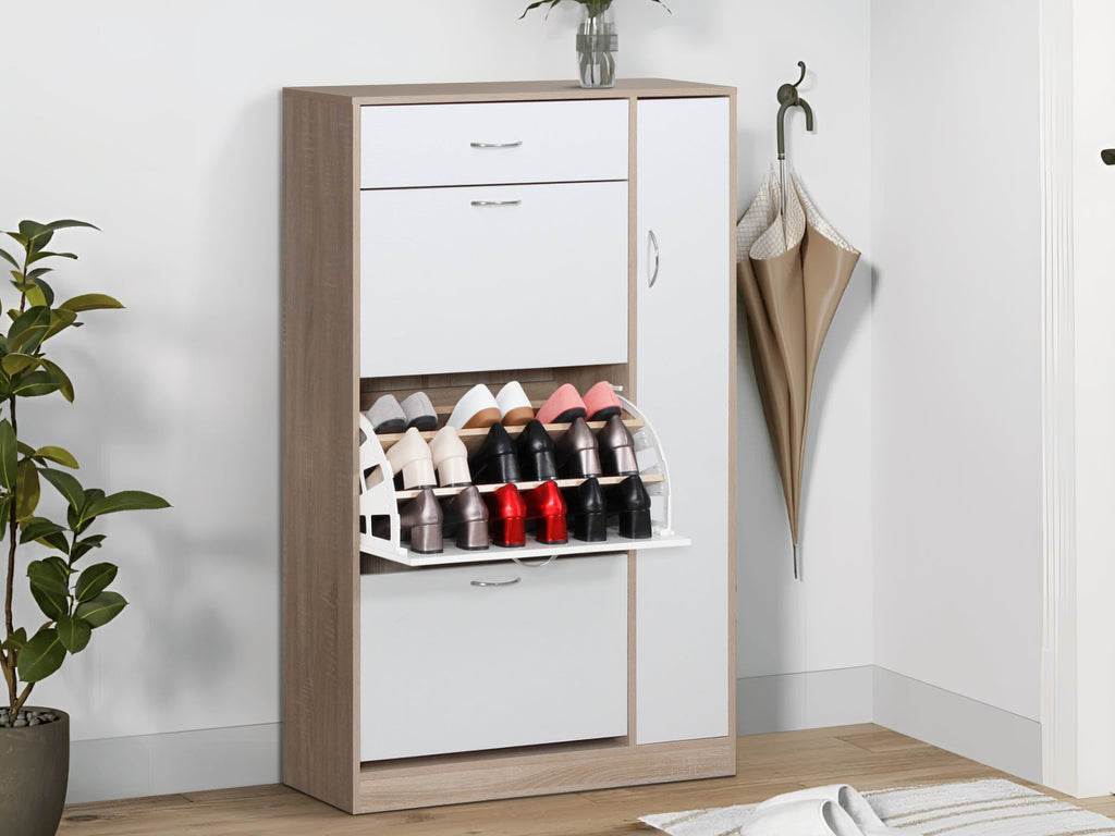 Horotea 4 Drawer Shoe Cabinet Storage Rack - Oak