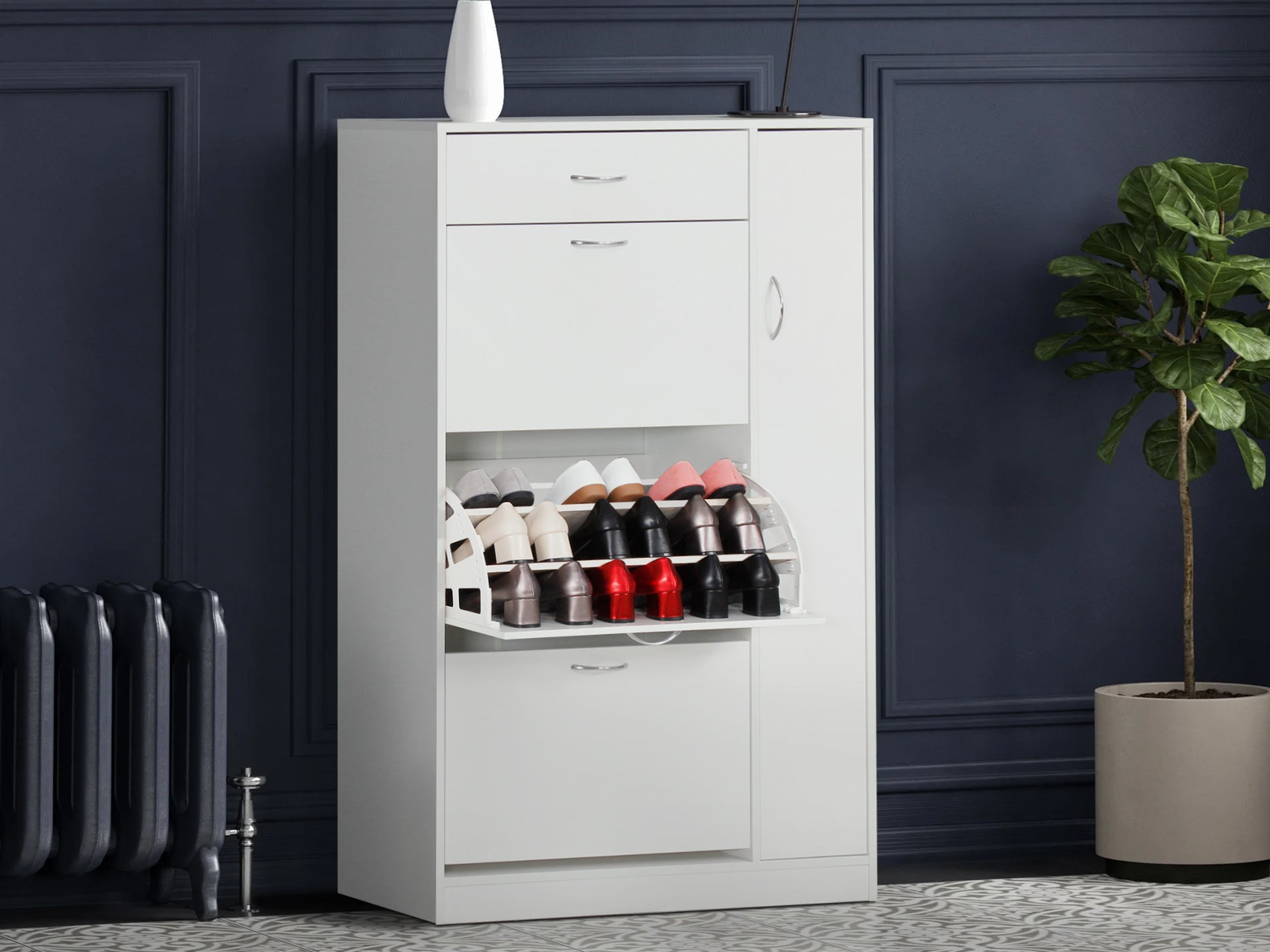 Horotea 4 Drawer Shoe Cabinet Storage Rack - White