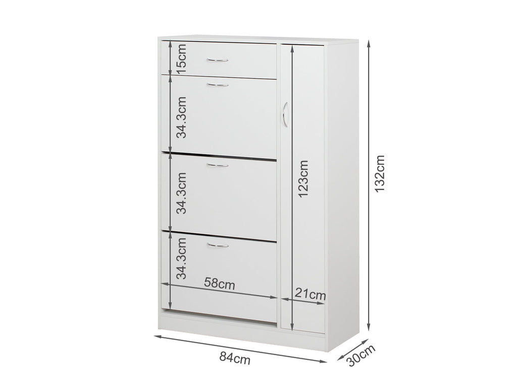 Horotea 4 Drawer Shoe Cabinet Storage Rack - White