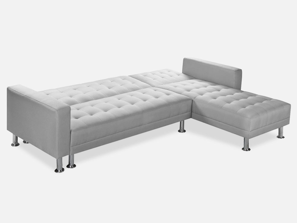 COLORADO 3 Seater Sofa Bed Futon with Chaise - LIGHT GREY
