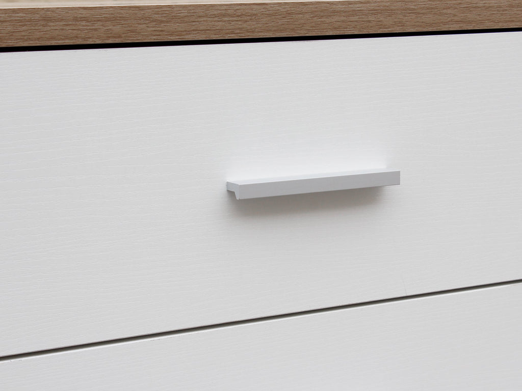 Bram Tallboy 5 Drawer Chest Dresser - Oak + White