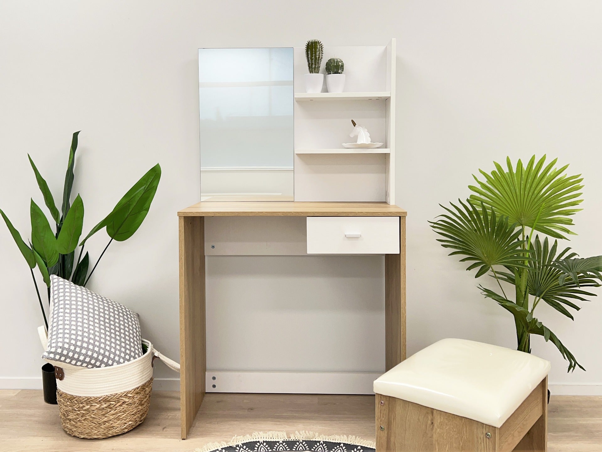 MAKALU Dressing Table Set with 1 Drawer 2PCS - Oak