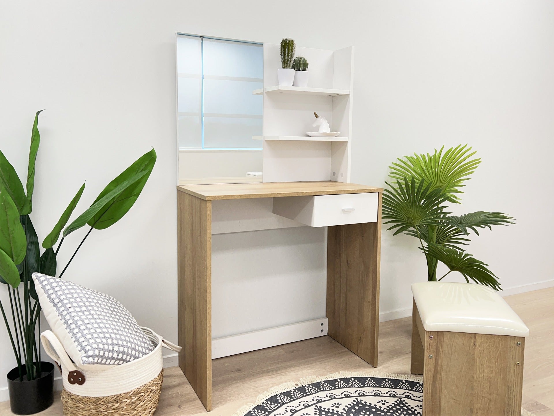 MAKALU Dressing Table Set with 1 Drawer 2PCS - Oak