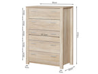 Sagano Tallboy 5 Drawer - Oak