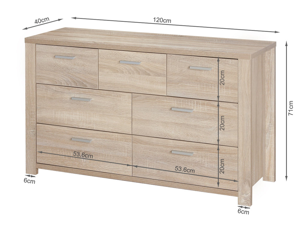 Sagano Low Boy 7 Drawers - Oak