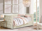 Anzer Single Trundle Bed Frame - Beige