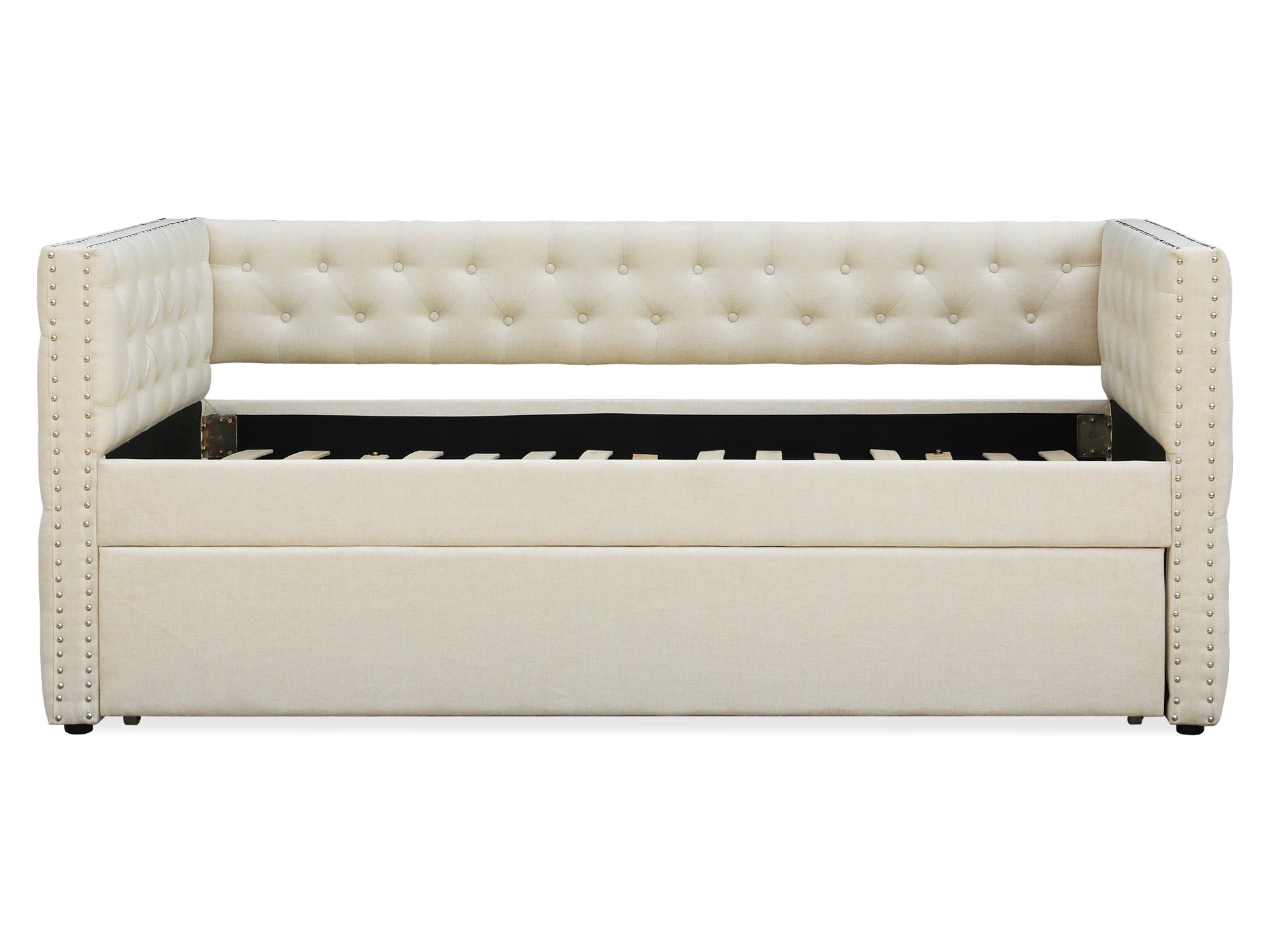 Anzer Single Trundle Bed Frame - Beige