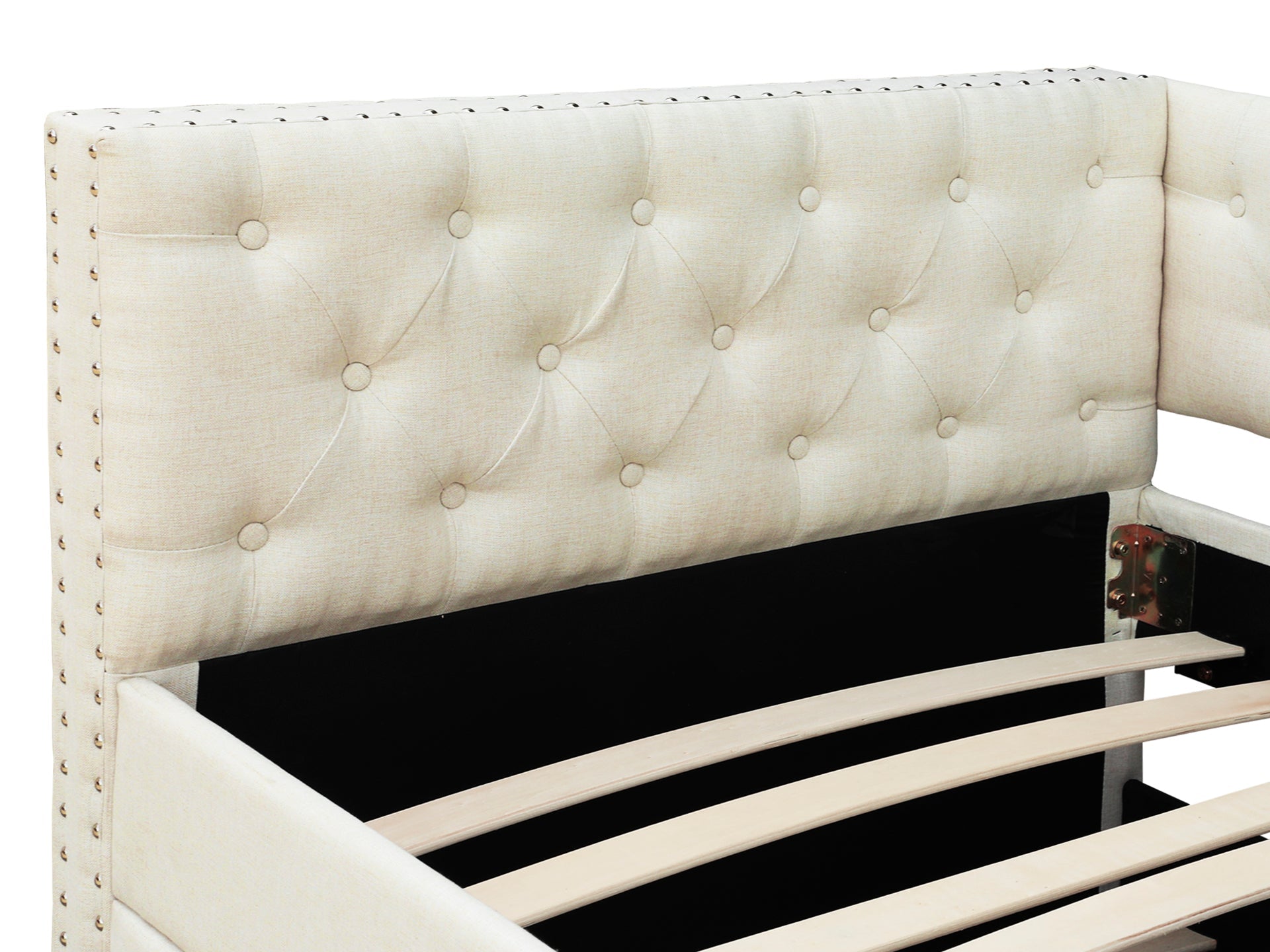 Anzer Single Trundle Bed Frame - Beige