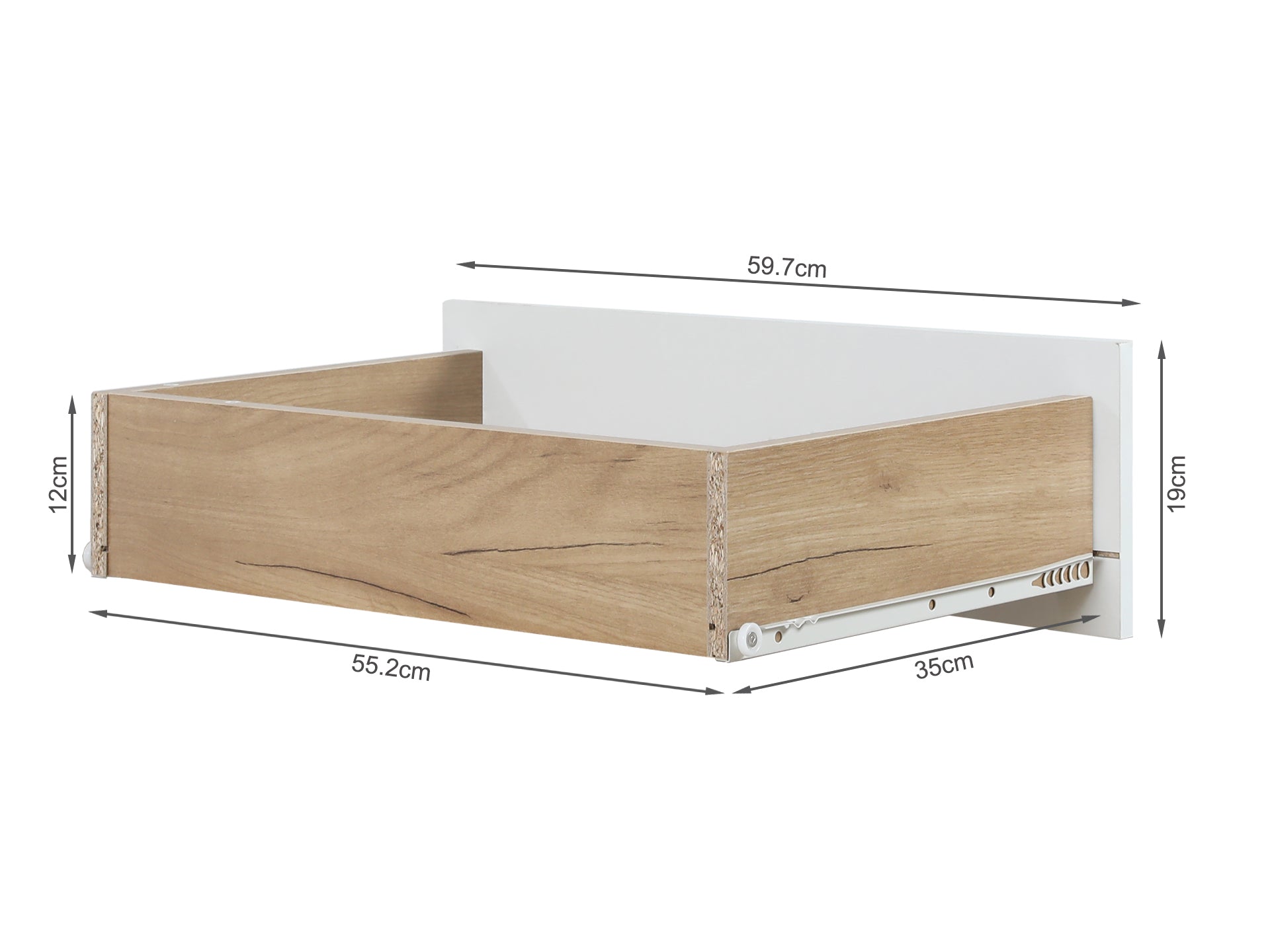 Low Boy with 6 Drawers - Oak + White