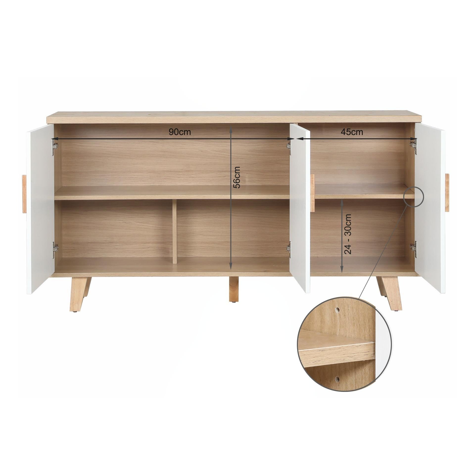1.4m Sideboard Buffet Table - Oak + White