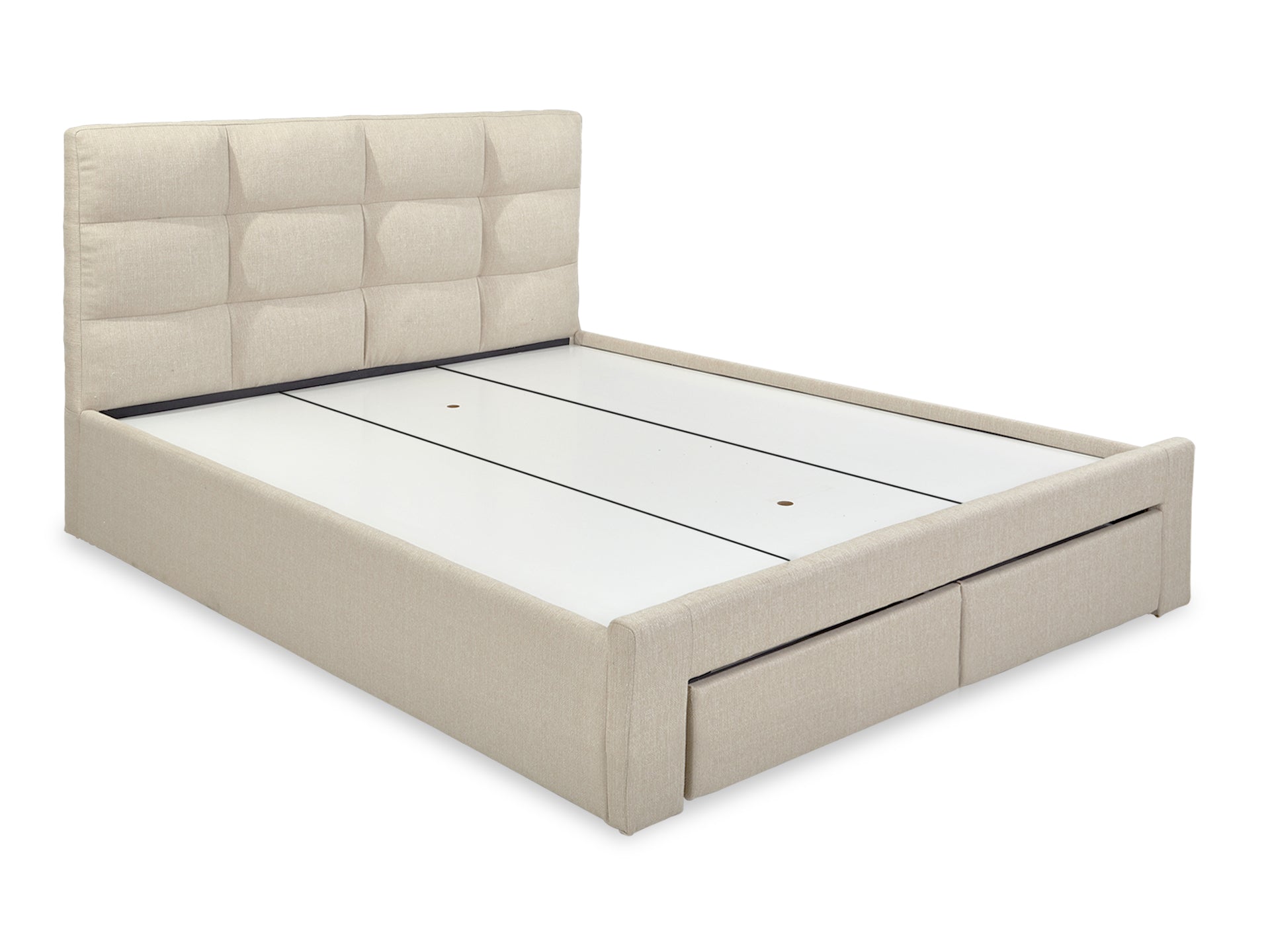 MUSALA King Bed Frame with Storage - BEIGE