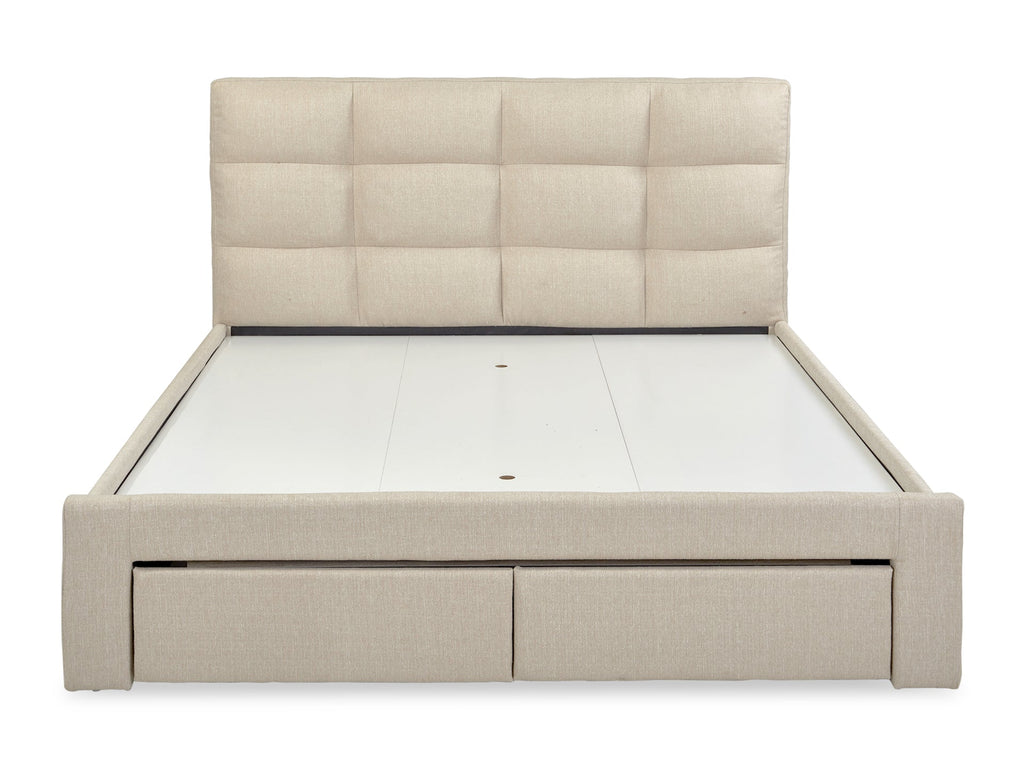 MUSALA King Bed Frame with Storage - BEIGE