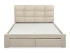 MUSALA King Bed Frame with Storage - BEIGE