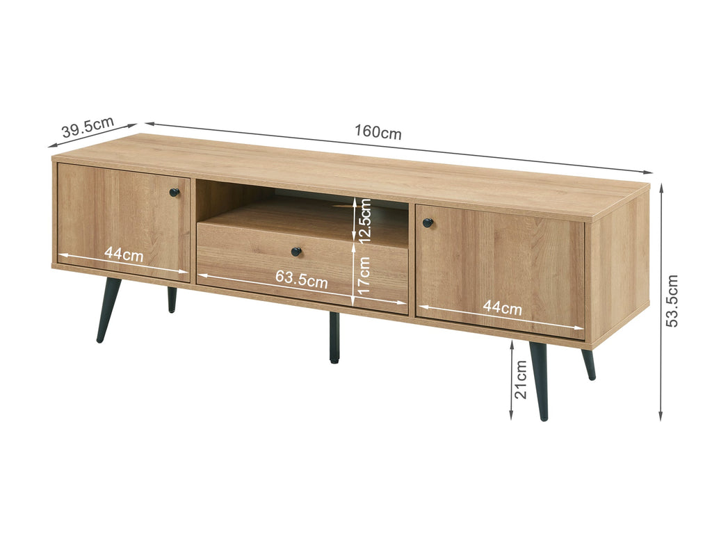 Carson 1.6m Entertainment Unit - Oak