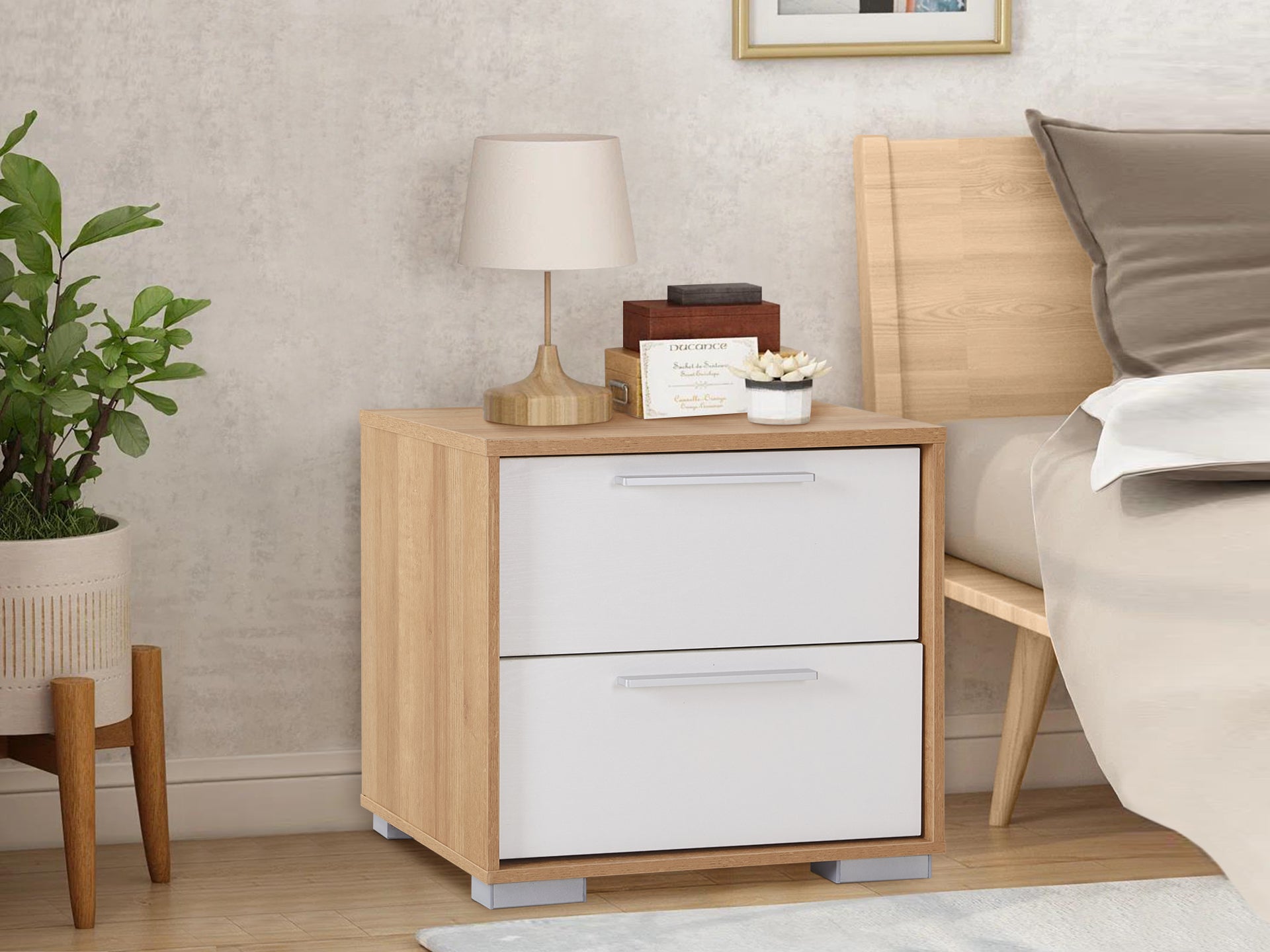 KAWEKA Wooden Bedside Table - Oak