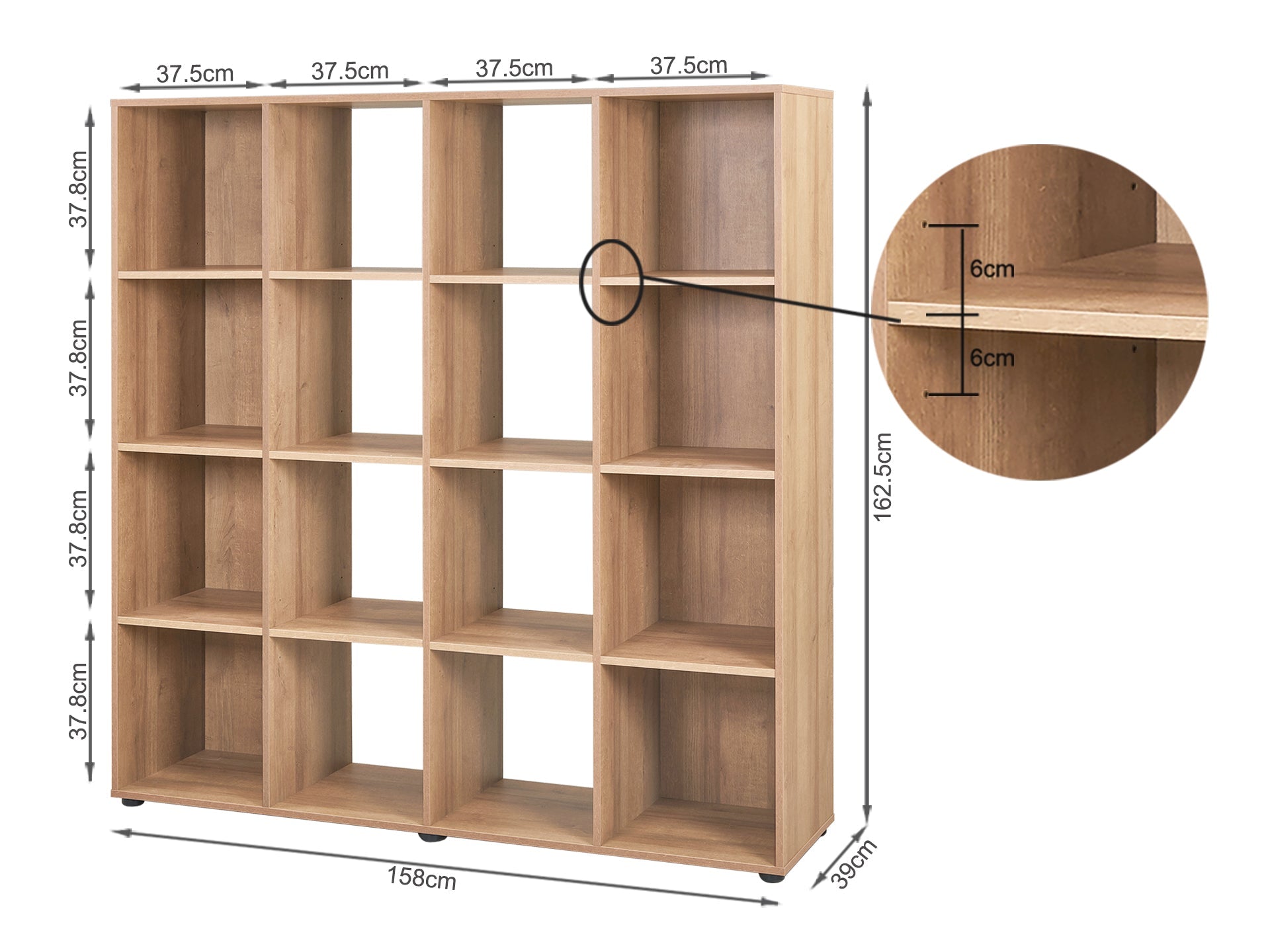 Chad Wooden Bookshelf - Oak