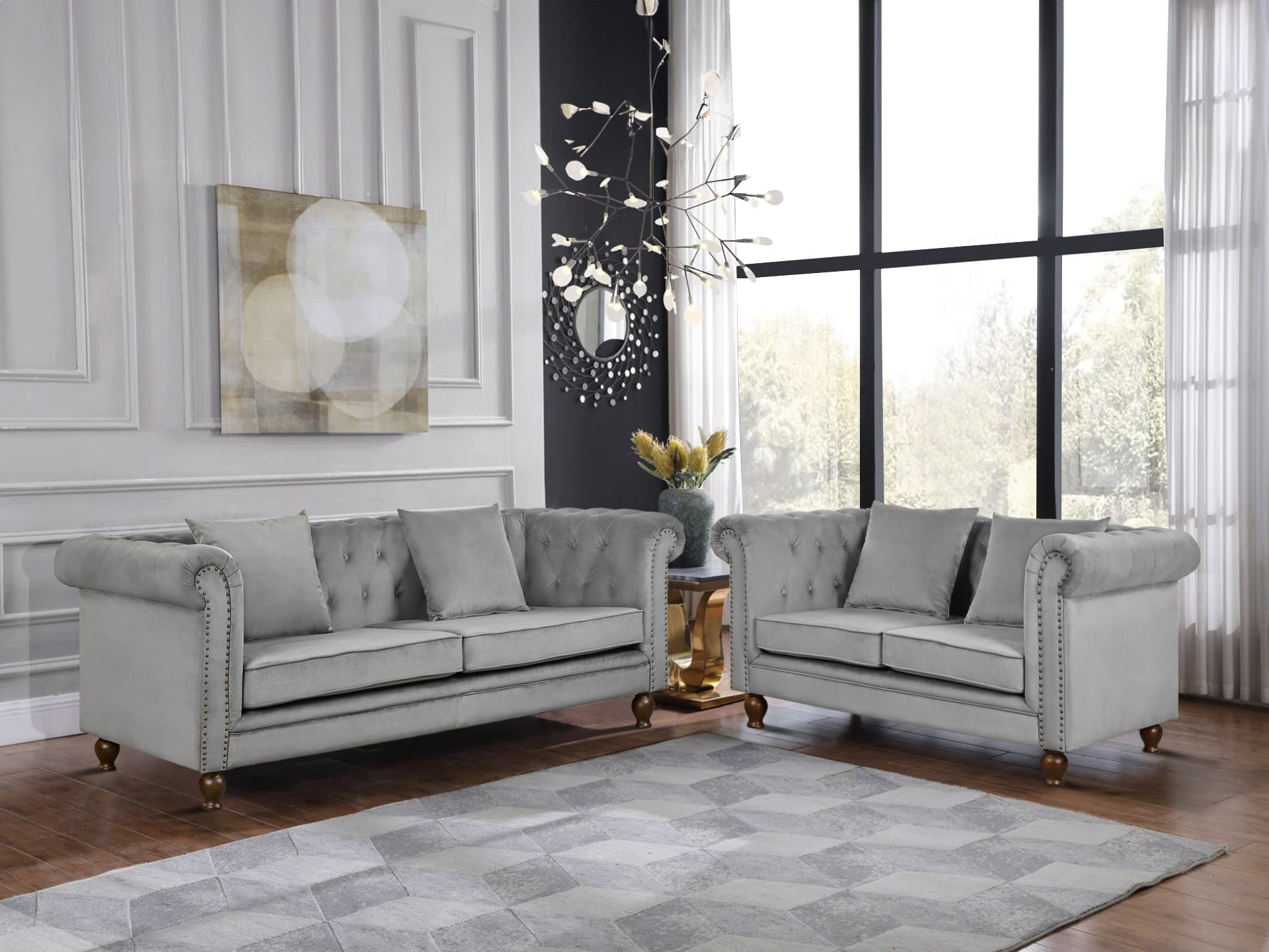 Vagas 2 Piece Sofa Set - Grey