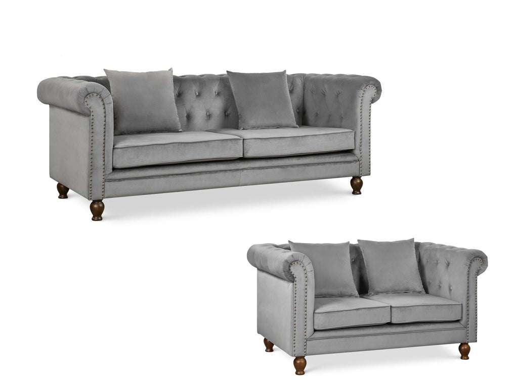 Vagas 2 Piece Sofa Set - Grey