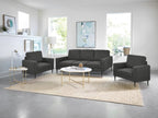 Toronto 3 Piece Sofa Set with 2 Occasional Fabric Chair - Dark Grey