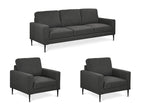 Toronto 3 Piece Sofa Set with 2 Occasional Fabric Chair - Dark Grey