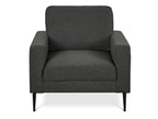 Toronto 3 Piece Sofa Set with 2 Occasional Fabric Chair - Dark Grey