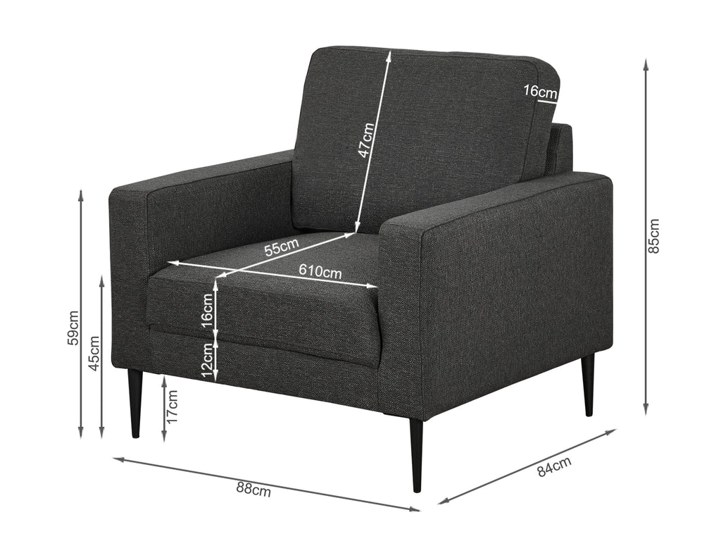 Toronto Occasional Fabric Chair - Dark Grey