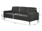 Toronto 3 Seater Fabric Sofa - Dark Grey