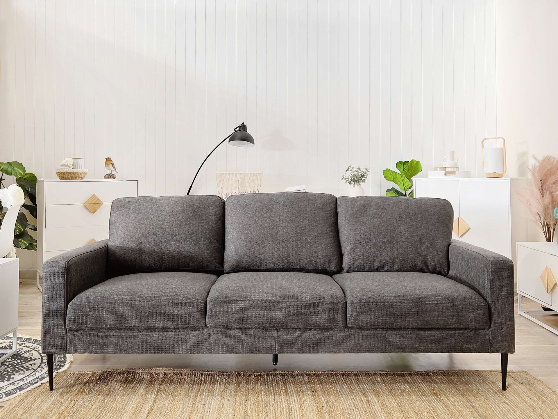 Toronto 3 Seater Fabric Sofa - Dark Grey