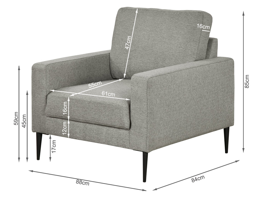 Toronto Occasional Fabric Chair - Light Grey