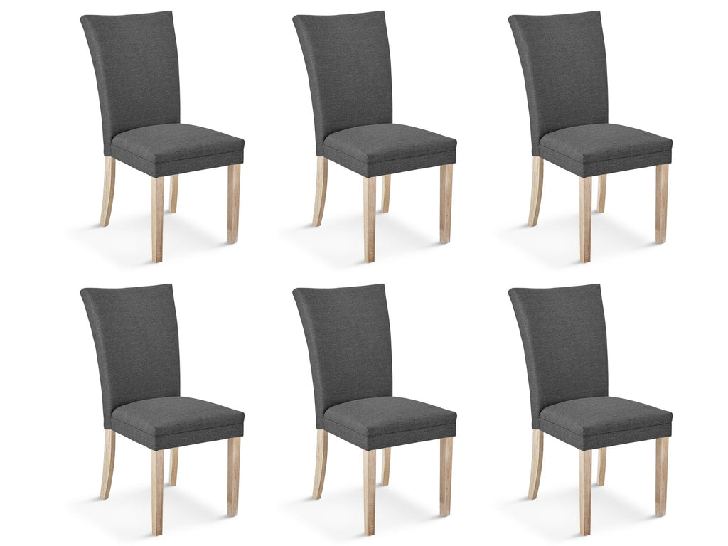 Grace 6 Piece Upholstered Dining Chair - Dark Grey