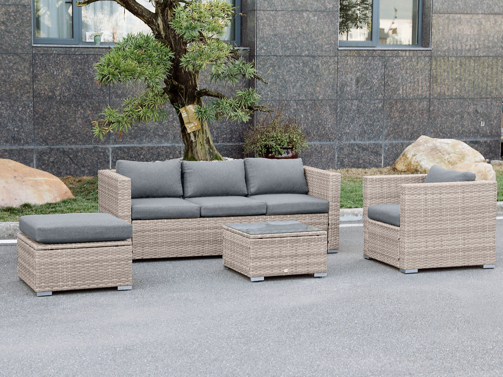 Cebu 4 Piece Rattan Outdoor Sofa Set - Beige