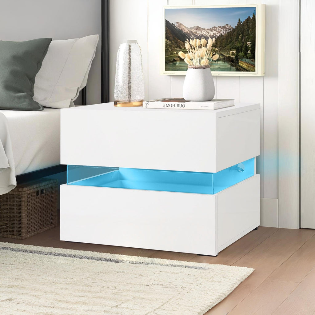 Zion LED Bedside Table - White