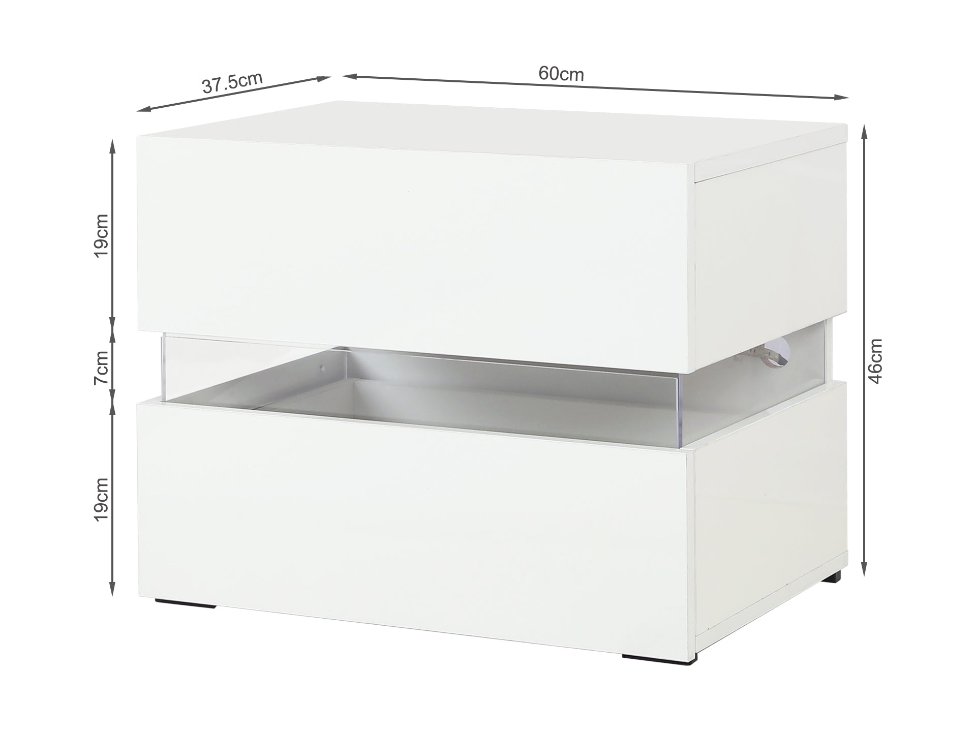 Zion LED Bedside Table - White