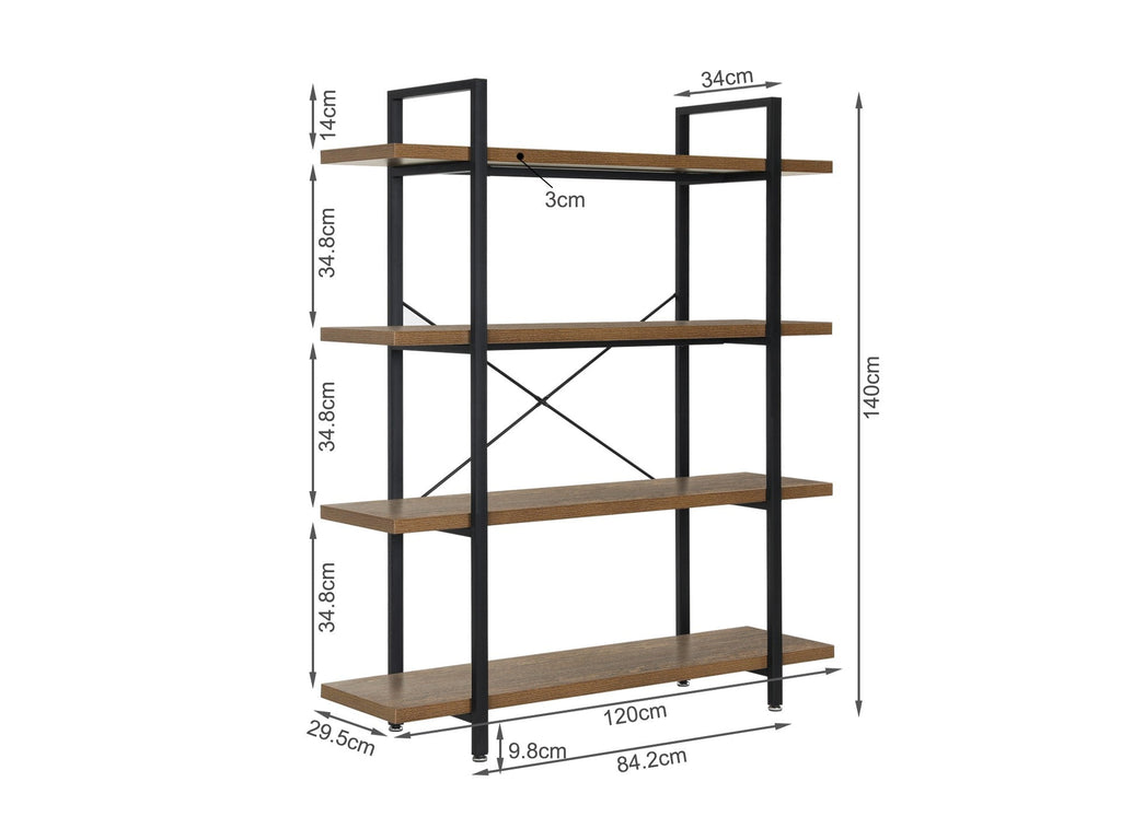 Assal 4 Tier Bookshelf - Oak