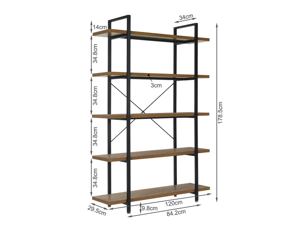 ASSAL 5 Tier Bookshelf - Oak