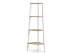 Tai 4 Tier Wooden Corner Bookshelf - Oak + White