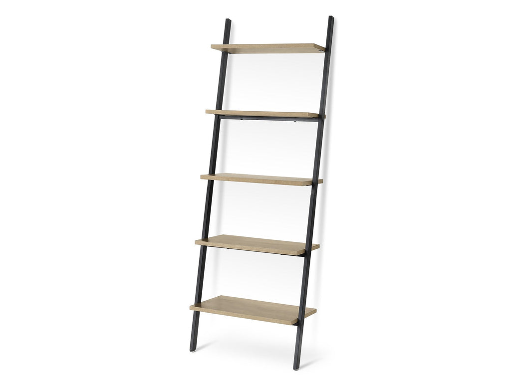 Tuz 5 Tier Wooden Ladder Bookshelf - Oak