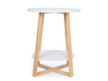 Andile Round Coffee Table Side Table - White + Oak