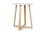 Andile Round Coffee Table Side Table - White + Oak