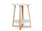 Andile Round Coffee Table Side Table - White + Oak