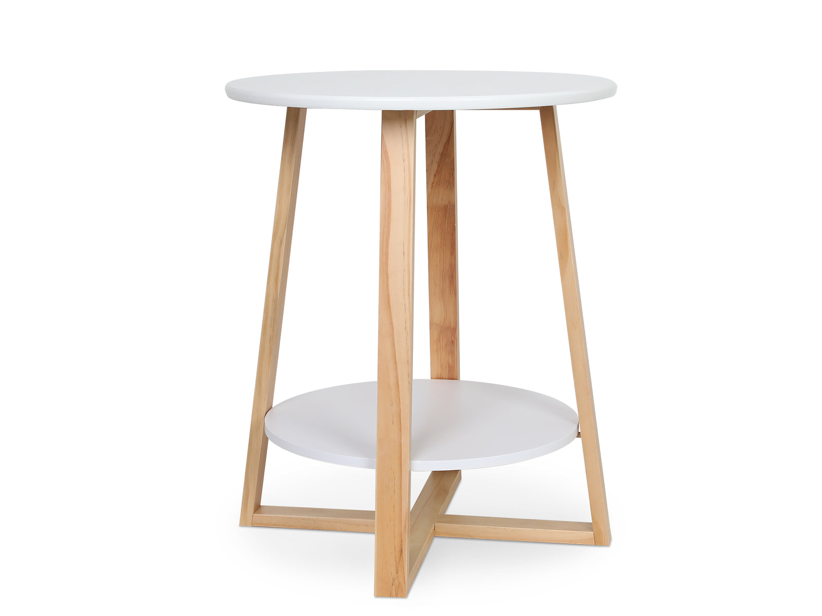Andile Round Coffee Table Side Table - White + Oak