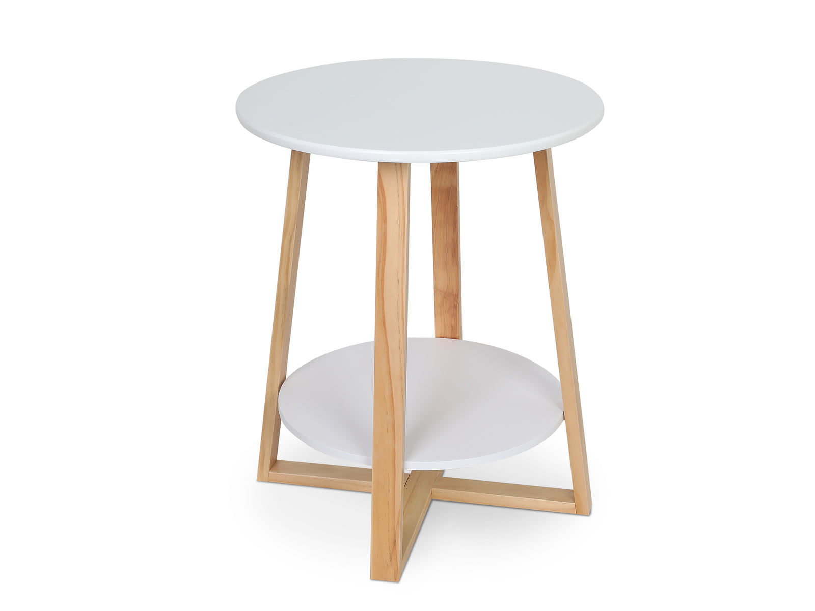 Andile Round Coffee Table Side Table - White + Oak