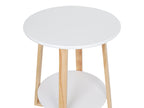 Andile Round Coffee Table Side Table - White + Oak
