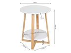 Andile Round Coffee Table Side Table - White + Oak