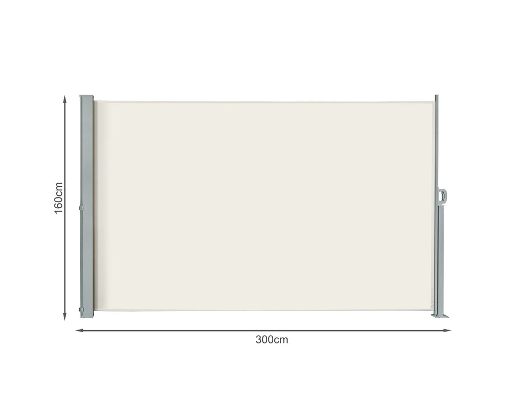 Toughout 1.6m x 3m Retractable Side Awning Screen Shade - Beige